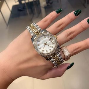 Nyaste stil kvinnors klocka 28mm automatisk mekanisk rörelse jubileum rostfritt stål kvinnor klockor lady armbandsur diamant253j
