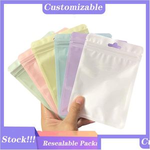 Packing Bags Wholesale 100Pcs Resealable Packaging Small Mylar Plastic With Clear Window For Candy Coffee Beans Tea Dried Flowers Alum Dhvsd