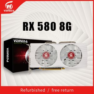 Grafikkarten VEINEDA Grafikkarte RX580 8GB 256 Bit 2048SP Grafikkarten GDDR5 RX 580 Serie Backplate Heatpipes 8Pin Anschluss generalüberholt 230923