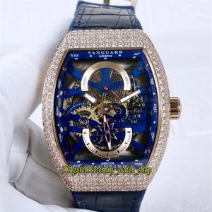 Luxry New Saratoge Vanguard S6 Yachting V45 S6 Yacht Blue Skeleton Dial Miyota Automatic Mens Watch Rose Gold Diamond Case 276W