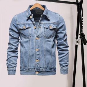 Men's Jackets Motorcycle Jeans Jacket Fashionable Denim Slim Fit Lapel Style Solid Color For Riders Available In Soft