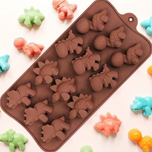 Formy do pieczenia silikonowa forma czekoladowa kreskówka zwierząt Niedźwiedź dinozaur cukierki lodu kostki dziecięce suplement żywności narzędzie imprezowe 230923