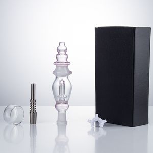 CSYC NC039 cirka 6,41 tum DAB RIG GLASS PIPES Box Set 14mm Quartz Ceramic Nail Wax Dish Clip Tower Style Rökning Pipe In-Line Water Perc Bubbler Bong Smooth Airflow