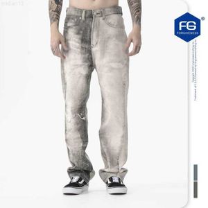 Mäns jeans FG 2023 Autumn/Winter New Fashion Brand Digital Printed Washable Casual Niche Loose Pants0ghd