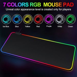 RGB 게임용 마우스 패드 컴퓨터 게이머 Mousepad가있는 가벼운 고무 No-Slip Mat Big Pads PC 노트북 키보드 데스크 카펫 230923