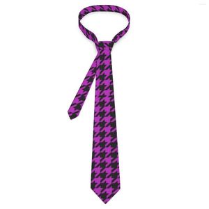 Bow Ties Houndstooth Check Tie Purple And Black Cool Fashion Neck For Men Women Business Collar Graphic Necktie Accessories