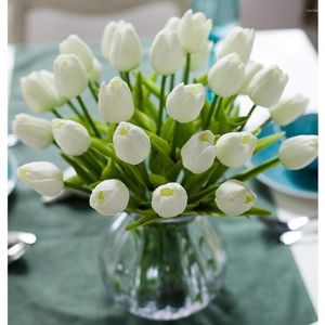 Decorative Flowers PU Mini Tulip Imitation Wholesale Silk Wedding Home Decoration Artificial Flower