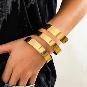 Bangle High Quality Punk Smooth Spiral Wide Open Cuff Bangles Women Vintage Chunky Arm Bracelet Pulseras Grunge Jewelry Steampunk Men