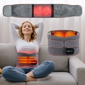 Portable Slim Equipment Electric Waist Massage Vibration For Back Period Cramp Massager Relieve Pain Belt Red Light Compress Lumbar Spine Support 230922