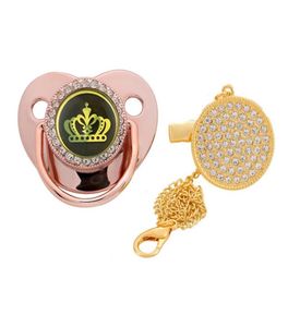 Rose Gold Baby Pacifier 2021 Bling Pacifiers Clips Chain BPA Silicone Nipple Infant Born Dummy Soother Gift Pacifiers6398001
