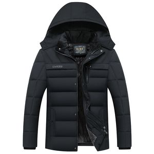 Mens Down Parkas Fashion Fleece Hooded Winter Coat Men Thick Warm Jacket Windproof Gift For Father Husband Parka 230923