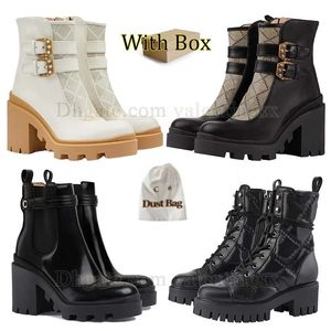 DHgate Hot Martin Botas Mulheres Desert Boot Zipper Combat Boot Salto alto Lace-Up Bota de couro alto Bota de couro vintage Impressão Têxtil Bota de borracha Oxford Sapato Botas de neve com caixa