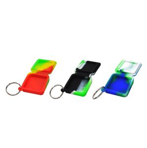 Portable Key Ring Non -Stick 8ml Wax Containers Square Shape Silicone Box Jars Tool Storage Jar Oil Holkapare Hookah Accessories DHL GRATIS