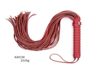 New 68CM Genuine Leather Tassel Whip With Handle Flogger Equestrian Whips Teaching Training Riding Whips6903050