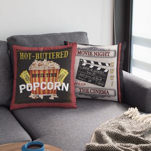 CushionDecorative Pillow 45x4cm Case Vintage Making Movie Pillowcase Retro Cinema Ticket Cushion Cover Home Decor Car 230922