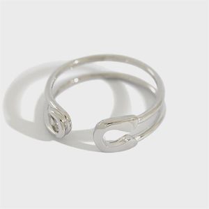 100% Pure 925 Sterling Silver Pin Shape Ring Hollow Carved Adjustable Rings Punk Young Fine Jewelry For Women Girls YMR823227V