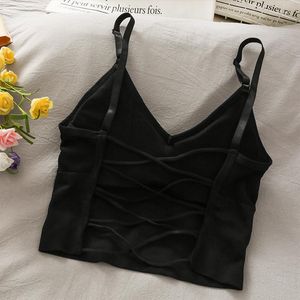 Camisoles & Tanks Women Tops Sexy Tank Top Built In Bra Solid Color Camis For Crop Off Shoulder Sleeveless Camisole Lingerie Corset