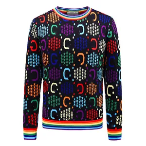 디자이너 남자 스웨터 양모 따뜻한 클래식 편지 인쇄 브랜드 의류 패션 캐주얼 긴 슬리브 럭셔리 남자 니트웨어 m-3xl