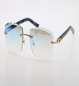 Fabrik Großhandel randlose optische Sonnenbrille 3524012A Original Marmor Blue Plank Hochwertige geschnitzte Linse Glas Unisex G1485046