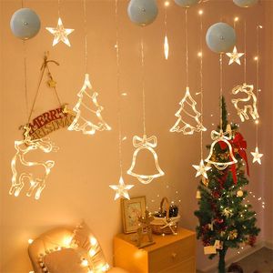 Decorações de Natal LED luz floco de neve Santa pendurado otário lâmpada janela ornamentos decoração para casa natal navidad 2023 ano decoração l230923