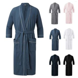 Herren-Nachtwäsche, Herren-Bademantel, Waffelroben, Pyjamas, Pyjamas, Nachtwäsche, lässig, koreanischer Kimono, Langarm-Bademäntel, Morgenmantel