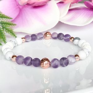 MG1081 6 mm Amethyst olejku eteryczna Bransoletka Dyfuzor Bransoletka naturalna lawowa kamienna bransoletka Bransoletka Bransoletka kamieni szlachetnych luty narodzin 247n