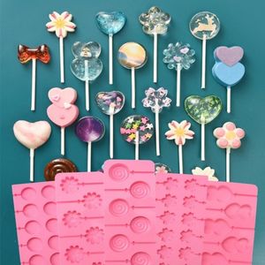 Baking Moulds Cute Flower Round Silicone Lollipop Molds Jelly and Candy Cake Mold Variety Shapes Decorating Form Bakeware 230923