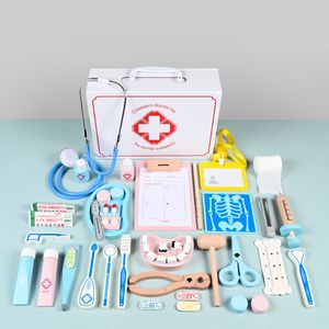 Tools Workshop Pretend Play Toys Simulation Holzkiste Ärzte Injektion Dental Equipment Set Baby Rollenspiel und Früherziehung für Kinder Geschenke 230922