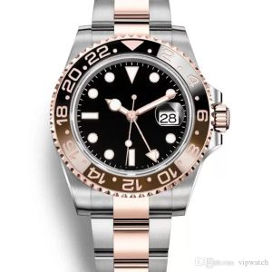 Ii armbandsur gmt män keramiska bezel full rostfritt stål automatisk mekanik rörelse titta på safir 5atm vattentäta män klockor s es es es