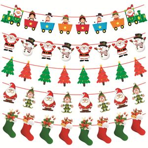 Christmas Decorations Banner Garland Flag Merry Decor for Home Santa Claus Ornaments Xmas Year Snowman Elk 230923