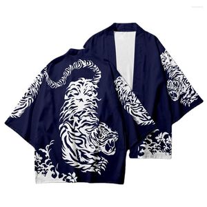 Ubranie etniczne Niebieskie czerwone modne kardigan mężczyźni kobiety plaża kimono japoński styl streetwearu Tiger Print Summer Black Haori Yukata Harajuku