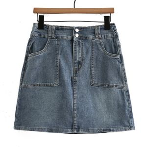 Kjolar plus size kvinnor denim mini kjolar överdimensionerade kurvkläder hög midja fodrade stretchbottnar sommar 230923