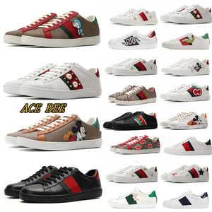 Quality Designer Casual Shoes Bee Ace Sneakers Low Mens Womens Shoes High Quality Tiger Embroidered Black White Green Stripes Walking Sneakers size35-45