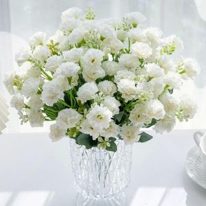 Flores decorativas 5 garfos 15 cabeças pequeno cravo para decoração de casamento guirlanda de natal acessórios casa arranjo floral artificial