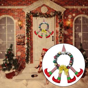 Other Event Party Supplies Christmas Striped Clown Elf Legs Wreath Front Door Decor Hanging With Hat Bow Garland 230923