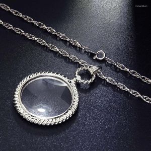 Pendant Necklaces Glass Necklace With Alloy Chain Optical Magnifier For Library Reading Jewelry 40GB