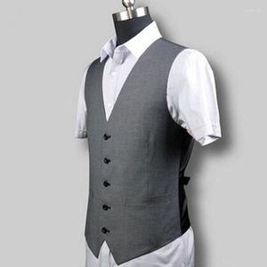 Kamizelki męskie wysokiej jakości kamizelka odchudzającego Summer Spring Mężczyźni zwykłe garnitury V-Neck 5 Button męs