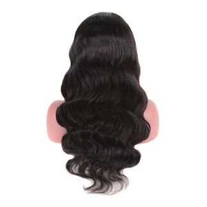 Peruca brasileira peruana não processada de cabelo humano cheio de renda 10-26 polegadas onda corporal cor natural peruca de cabelo remy