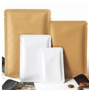 Thick Kraft Paper Open Top Package Bags Food Powder Liquid Flat Aluminum Foil Inner Heat Sealable Kraft Packaging Pouch