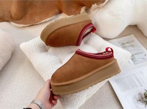 Women Men Tazz Platform Slippers Boots Designer Slip-on Fur Booties Genuine Suede Leather Boots
