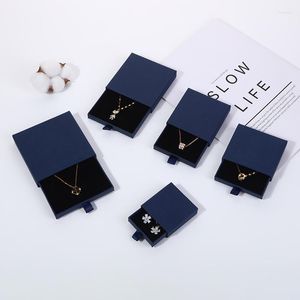 Gift Wrap 5pcs Dark Blue Jewelry Drawer Box Bracelet Pendant Emblem Hair Card Button Packaging