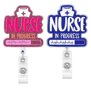 5 datorer/parti anpassade nyckelringar Medicinska serier rosa blå sjuksköterska pågår student sjuksköterska akryl glitter plast badge rulle för sjuksköterska läkar tillbehör kontorsförsörjning