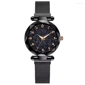 Wristwatches Full Sky Star Watch Digital Disk Starry Magnet Buckle Quartz Absorbent Iron Stone Women's Lazy