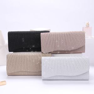 Kvällspåsar Kvinnor Evening Clutch Bag Female Crystal Day Clutch Wedding Purse Party Bankett Black Gold Silver Clutches Bag paljett Axel 230923