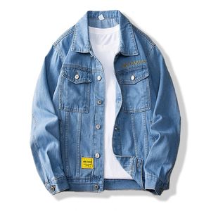 Men's Jackets Solid Casual Letter Embroidery Denim Jacket Autumn Spring Wash Cotton Blue Black Jaqueta Jeans Wide Waisted Chaqueta Hombre Coat 230922