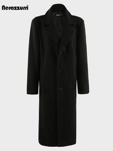 Мужское полушерстяное нерадзурри, осенне-зимнее роскошное длинное черное толстое теплое мягкое шерстяное пальто, мужское однобортное пальто высокого качества, пальто 2023 230922