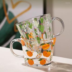 Vinglas Korean Simple Breakfast Cup Hög temperaturbeständig glas Transparent vattenmjölk Graduerad