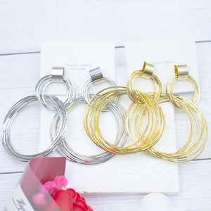 Hoop Earrings Exaggerated Double Circle Round For Women Personalized Jewelry Fashion Style Gold Plated 925 Silver Needle 2023