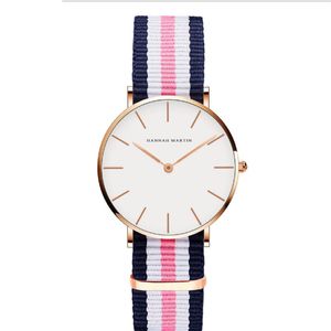 36MM Simple Womens Watches Accurate Quartz Ladies Watch Comfortable Leather Strap or Nylon Band Students Wristwatches Casual Style307z