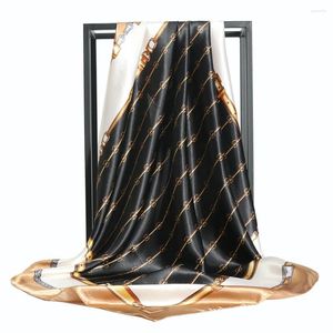 Halsdukar Silk Scarf Women Luxury Sac Femme Birthday Present Summer Foulard Hijab Bandana Cheveux Luxe 90x90 Hair Band Head